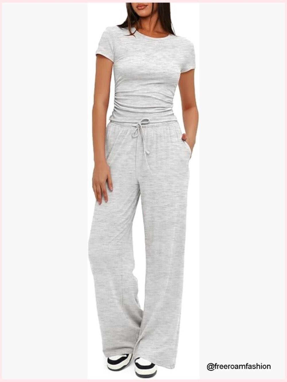 Women's 2 Piece Lounge Set Crop Top & Wide Leg Pants Matching Tracksuit Summer